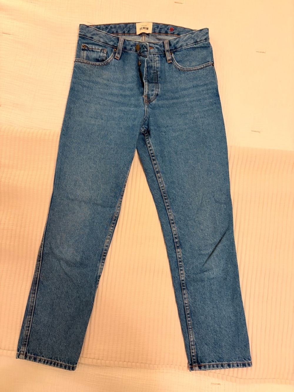 Sezane Classic Straight-Leg Jeans in Medium Blue